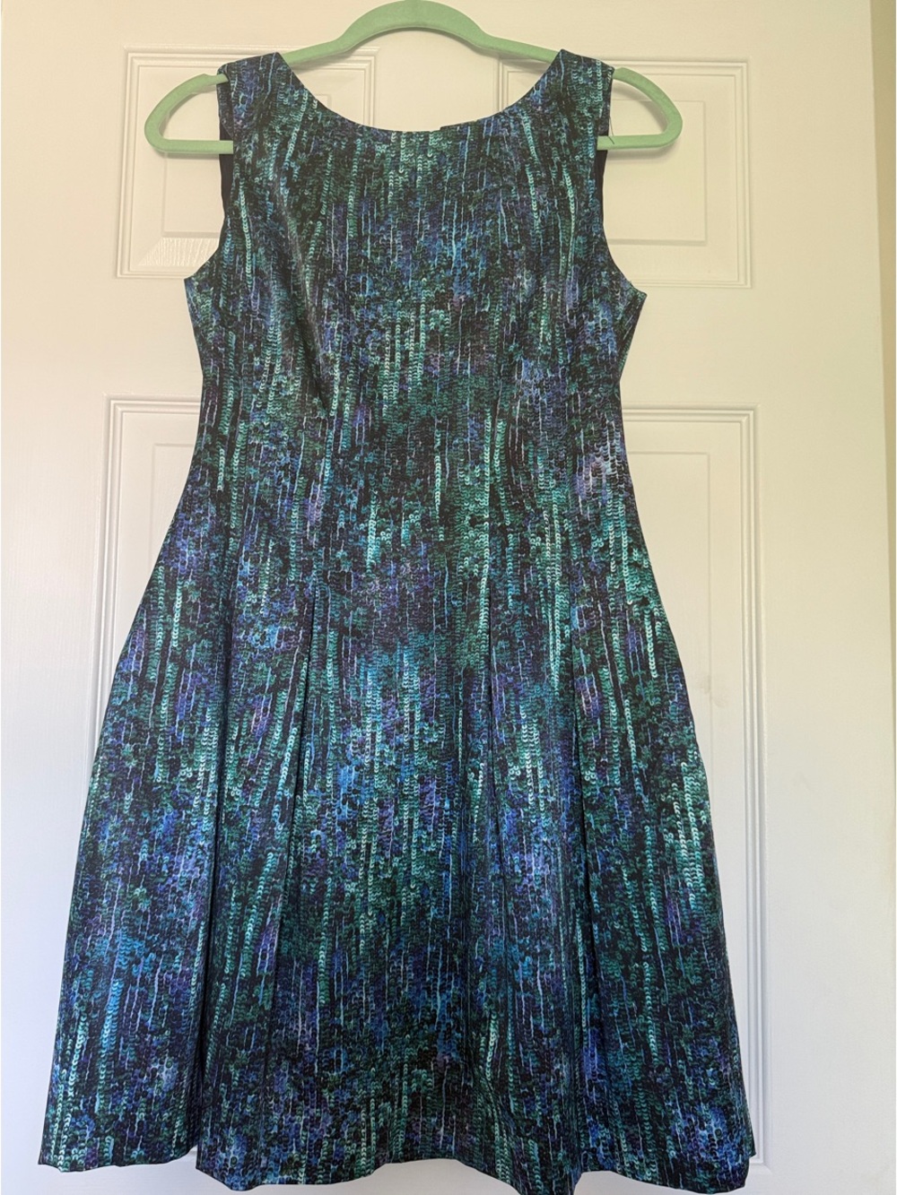 Zara Sleeveless Midi Dress in Teal & Black